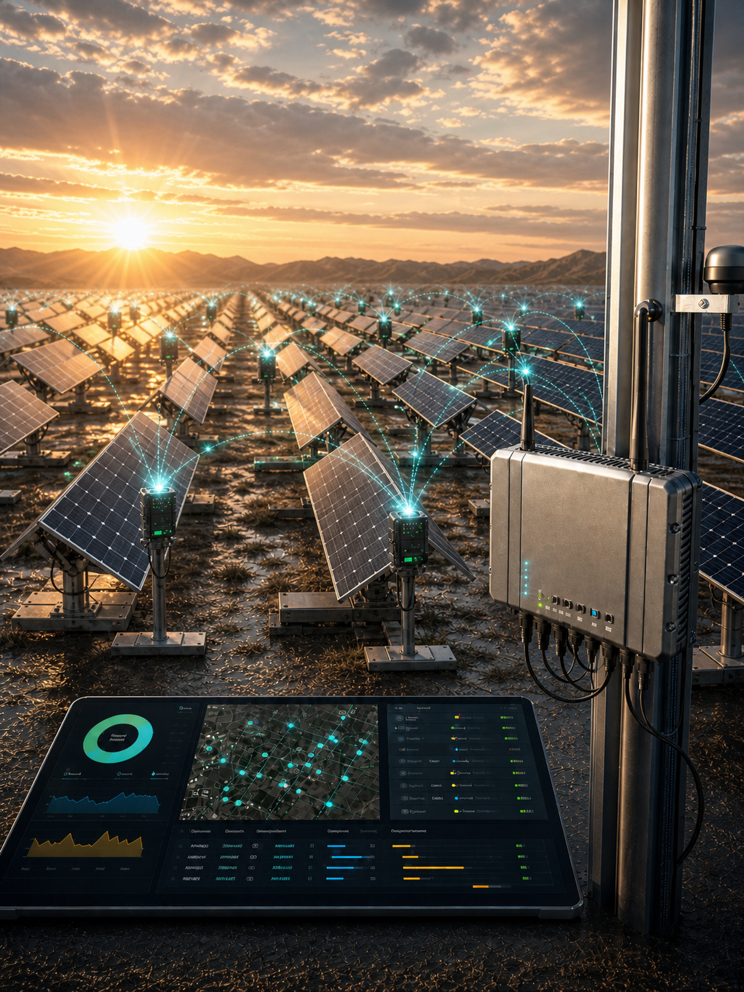Solar IoT networking for solar trackers